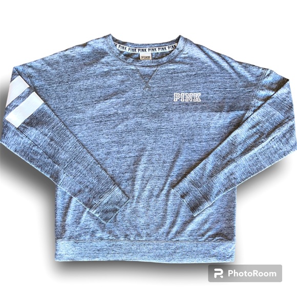 VS PINK Gray Long Sleeve Campus Pullover - Picture 1 of 5